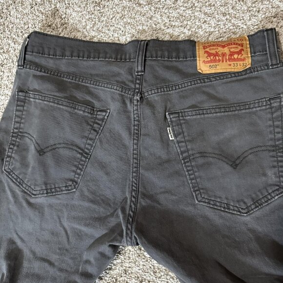 Levis 502 Jeans Mens 33x30 Gray Regular Taper Stretch Denim Pants Casual - Picture 7 of 12